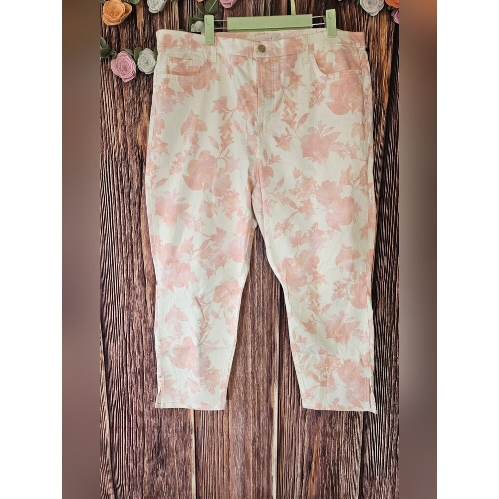 NWT Jen 7 Cropped Floral Print Skinny Jeans Size 18